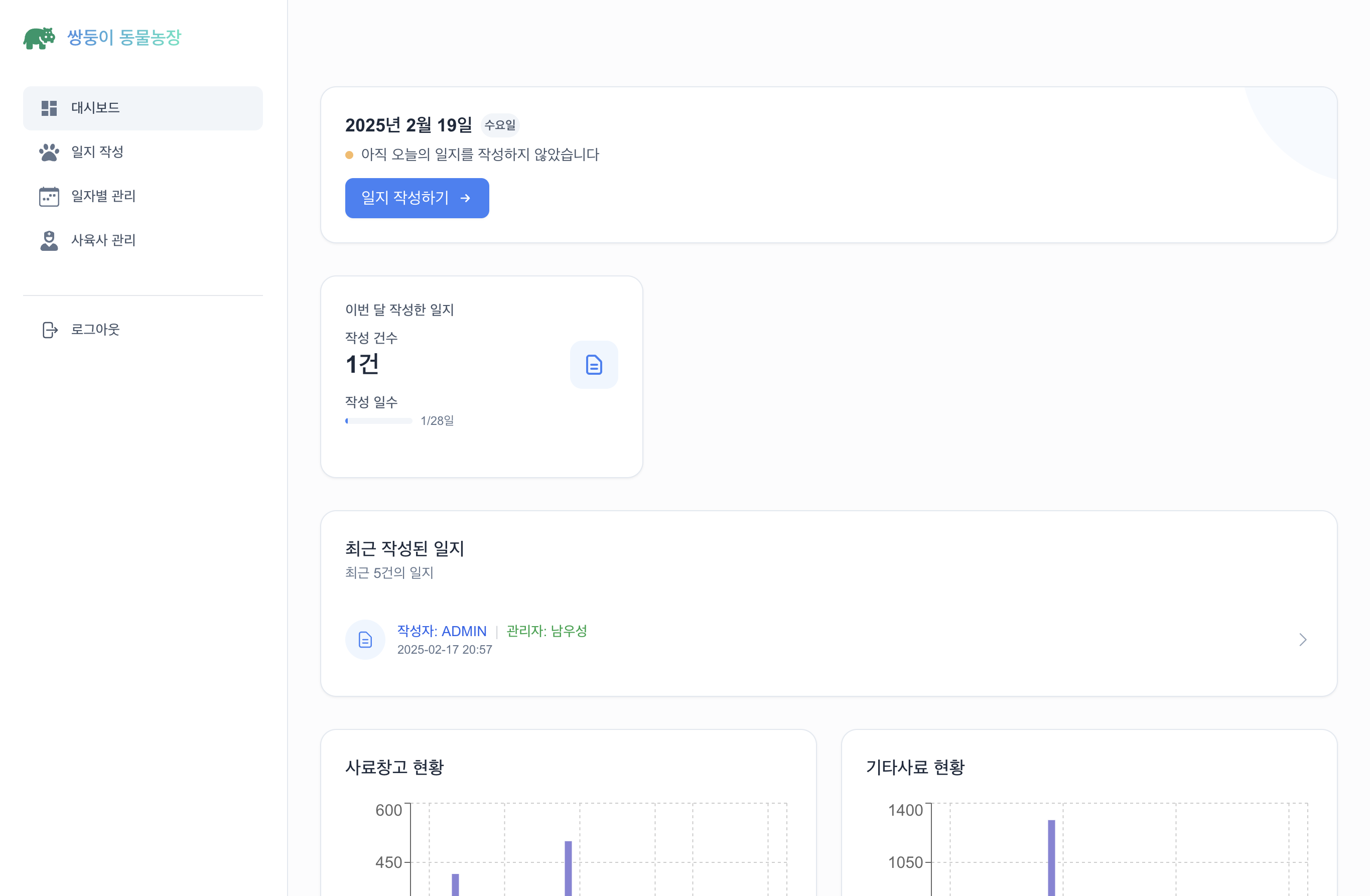 대시보드 화면 예시